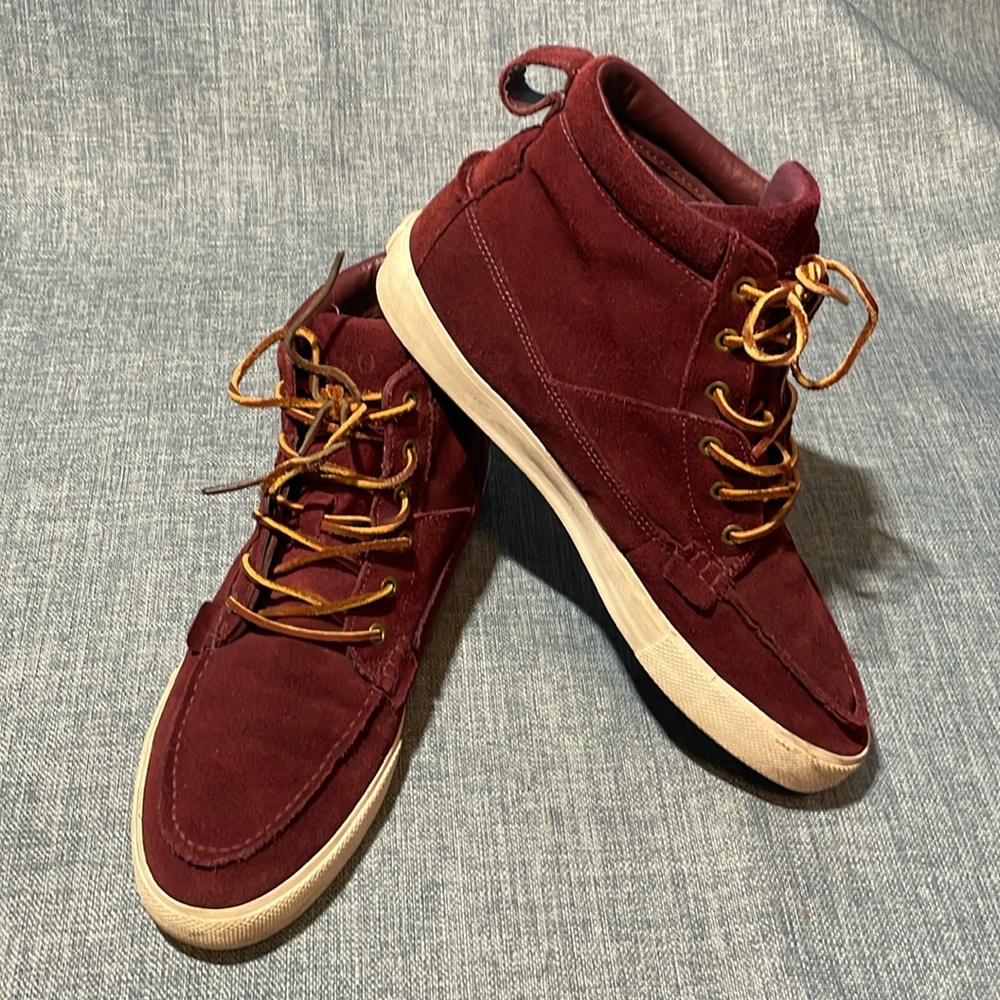 Polo Ralph Lauren Tavis Suede Burgundy brown Leather High-Top Sneaker Boots 11.5